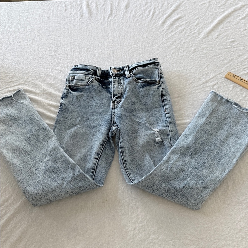 Vervet Los Angeles Womens size 24 Distressed High-Rise Crop Flare Jeans AcidWash - Picture 16 of 16